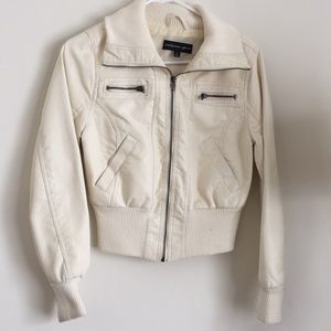 white faux leather jacket